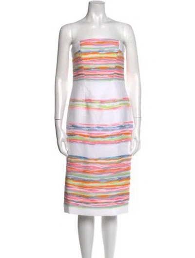 Pre-owned Milly Striped Knee-length Dress W/ Tags In White