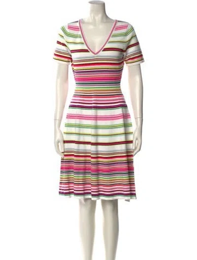Pre-owned Milly Striped Knee-length Dress In White