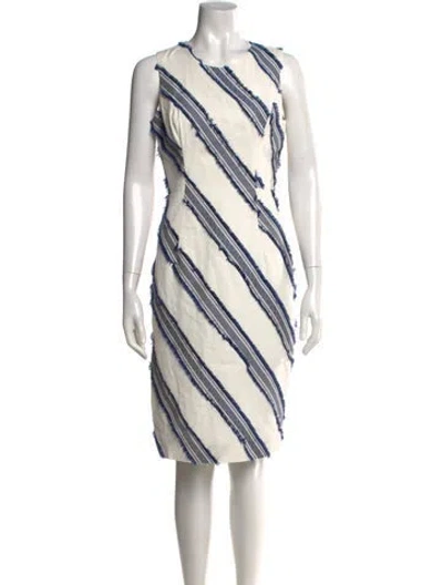 Pre-owned Milly Striped Knee-length Dress In White