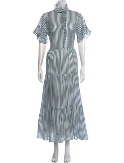 Pre-owned Milly Striped Long Dress In Blue