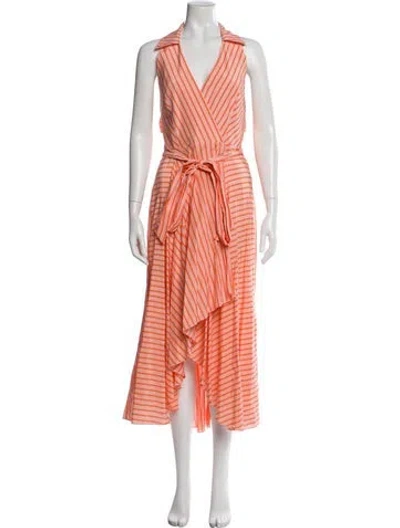 Pre-owned Milly Striped Long Dress In Orange