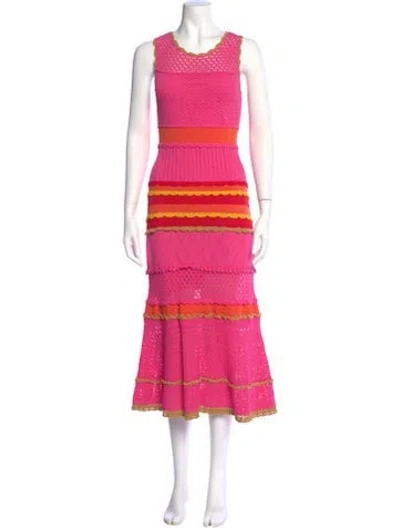 Pre-owned Milly Striped Long Dress In Pink