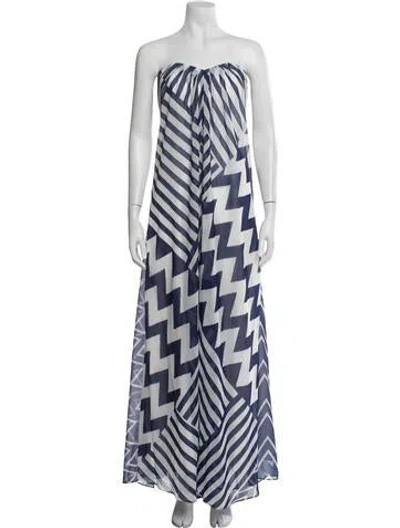 Pre-owned Milly Striped Long Dress W/ Tags In Blue