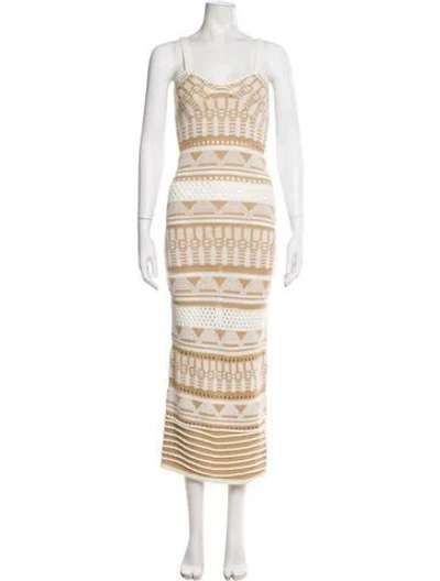 Pre-owned Milly Striped Long Dress In White