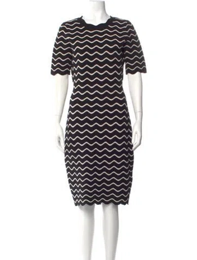 Pre-owned Milly Striped Midi Length Dress In Black