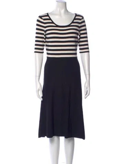 Pre-owned Milly Striped Midi Length Dress In Blue