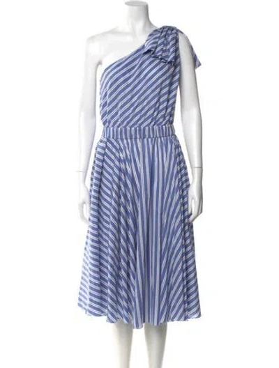Pre-owned Milly Striped Midi Length Dress In Blue