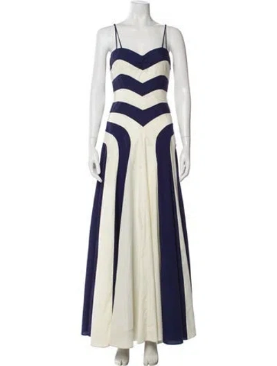 Pre-owned Milly Striped Midi Length Dress In Blue