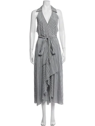 Pre-owned Milly Striped Midi Length Dress In Blue