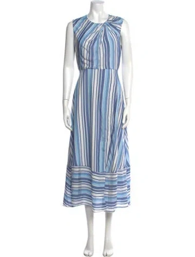 Pre-owned Milly Striped Midi Length Dress In Blue/white