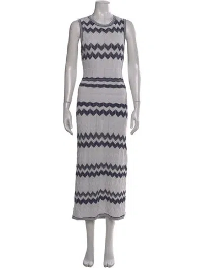 Pre-owned Milly Striped Midi Length Dress In Gray
