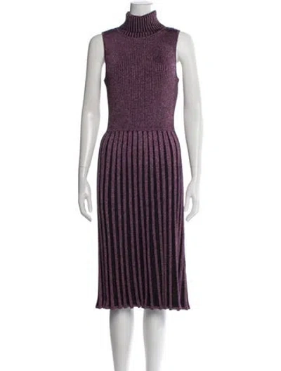 Pre-owned Milly Striped Midi Length Dress In Metallic/purple