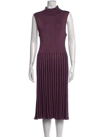 Pre-owned Milly Striped Midi Length Dress In Metallic/purple
