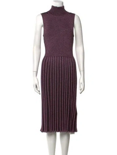 Pre-owned Milly Striped Midi Length Dress In Metallic/purple