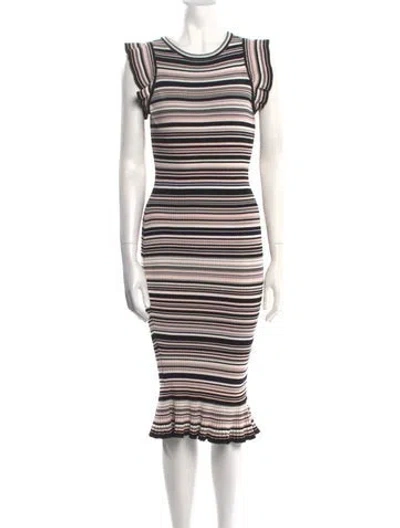 Pre-owned Milly Striped Midi Length Dress In Multi