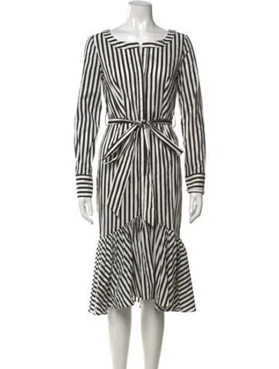 Pre-owned Milly Striped Midi Length Dress In Multi