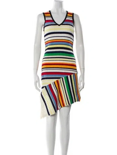 Pre-owned Milly Striped Midi Length Dress In Red