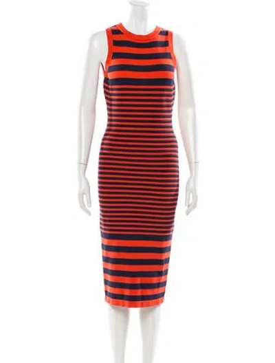 Pre-owned Milly Striped Midi Length Dress In Red