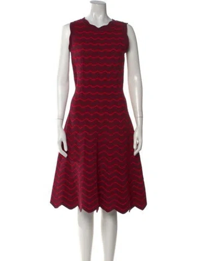 Pre-owned Milly Striped Midi Length Dress In Red
