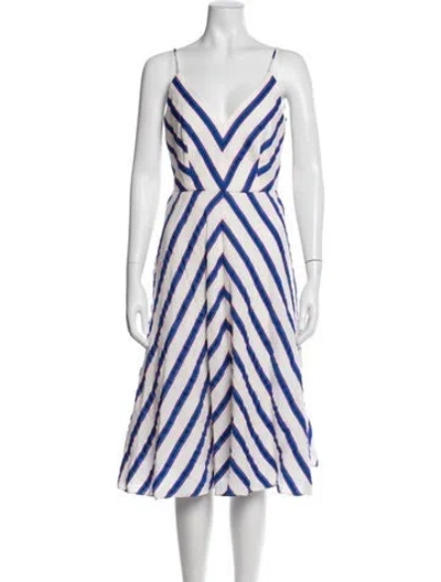 Pre-owned Milly Striped Midi Length Dress W/ Tags In Blue