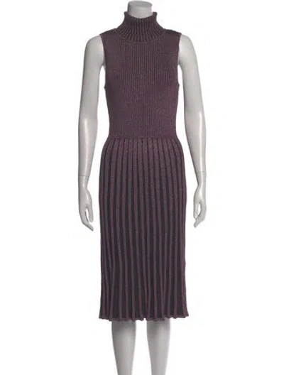 Pre-owned Milly Striped Midi Length Dress W/ Tags In Purple