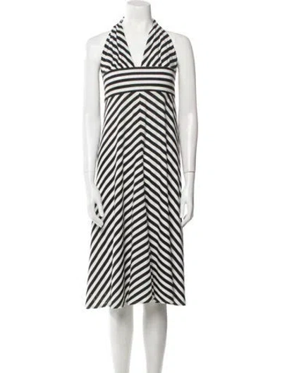 Pre-owned Milly Striped Midi Length Dress In White