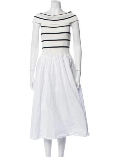 Pre-owned Milly Striped Midi Length Dress In White