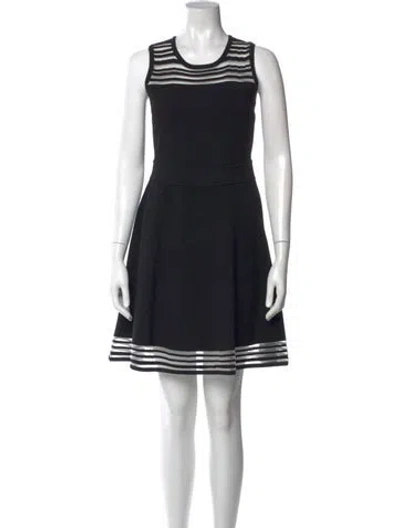 Pre-owned Milly Striped Mini Dress In Black