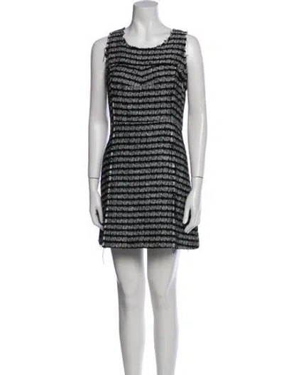 Pre-owned Milly Striped Mini Dress In Black