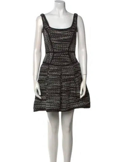 Pre-owned Milly Striped Mini Dress In Black