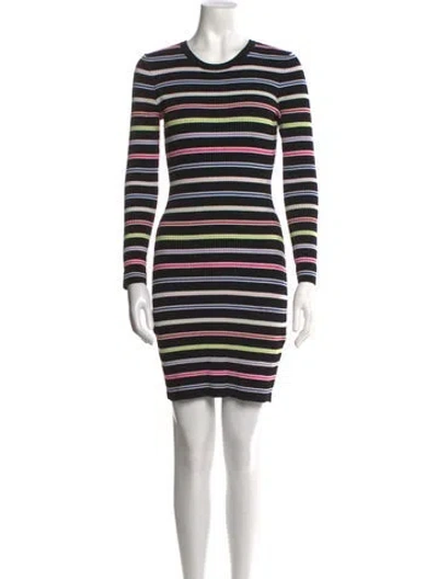 Pre-owned Milly Striped Mini Dress In Black