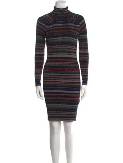 Pre-owned Milly Striped Mini Dress In Black