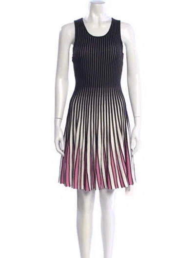Pre-owned Milly Striped Mini Dress In Black