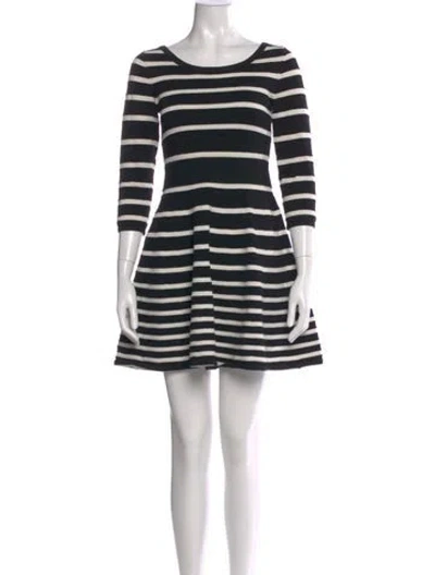 Pre-owned Milly Striped Mini Dress In Black