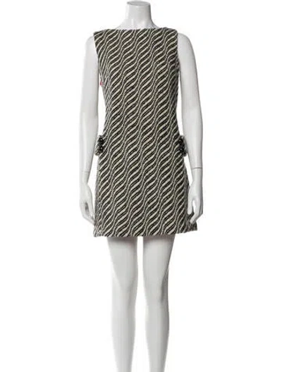 Pre-owned Milly Striped Mini Dress In Black