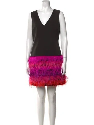 Pre-owned Milly Striped Mini Dress In Black