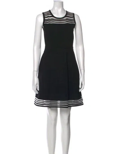 Pre-owned Milly Striped Mini Dress In Black