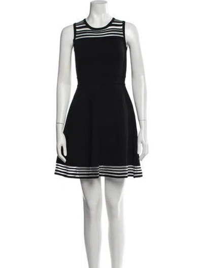 Pre-owned Milly Striped Mini Dress In Black