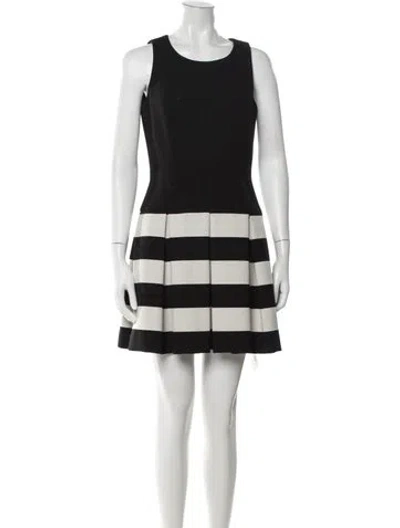 Pre-owned Milly Striped Mini Dress In Black