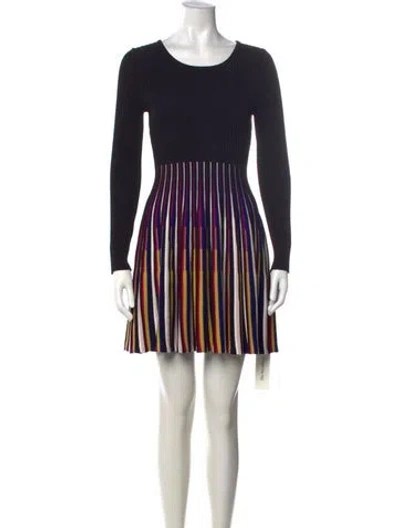 Pre-owned Milly Striped Mini Dress In Black