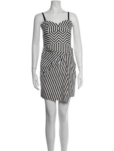 Pre-owned Milly Striped Mini Dress In Black