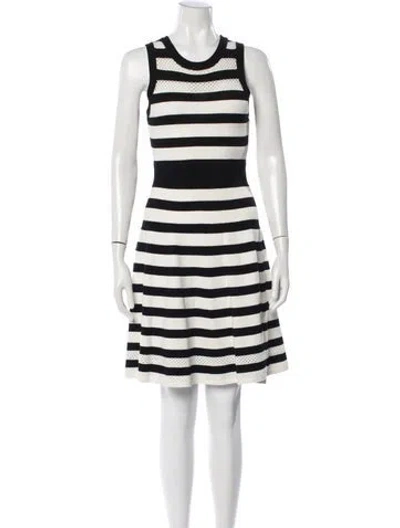Pre-owned Milly Striped Mini Dress In Black/white