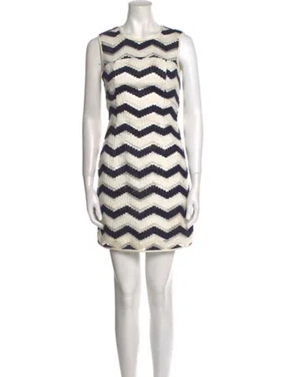 Pre-owned Milly Striped Mini Dress In Blue