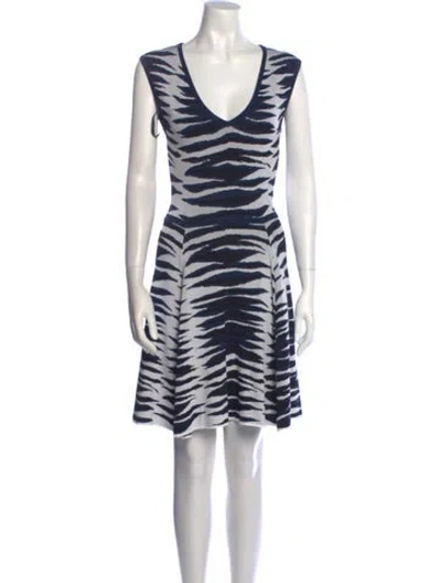 Pre-owned Milly Striped Mini Dress In Blue