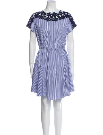 Pre-owned Milly Striped Mini Dress In Blue