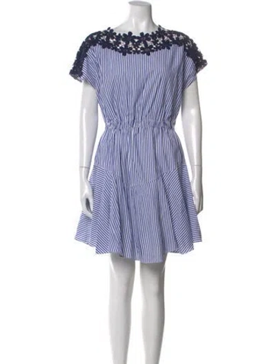 Pre-owned Milly Striped Mini Dress In Blue