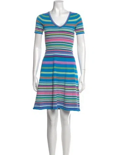 Pre-owned Milly Striped Mini Dress In Blue