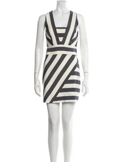 Pre-owned Milly Striped Mini Dress In Blue