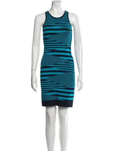 Pre-owned Milly Striped Mini Dress In Blue