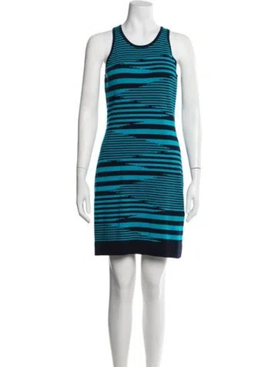 Pre-owned Milly Striped Mini Dress In Blue